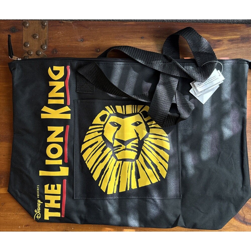 New Disney The Lion King Black Broadway Musical Zip Tote Bag NWT